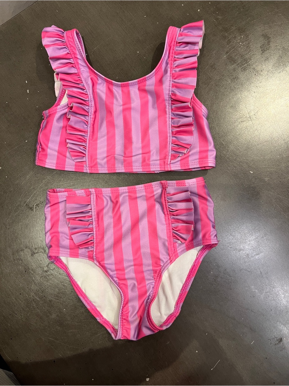 Cat & Jack Pink Striped Ruffle Two-Piece Swim Set